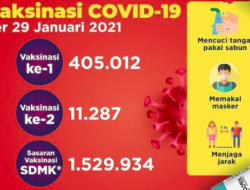 Hingga 29 Januari, 405.012 SDM Kesehatan Telah Divaksinasi COVID-19