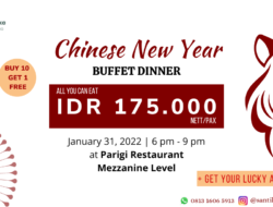 Sambut Tahun Baru Cina, Hotel Santika BSD Teraskota Tawarkan Paket Makan Malam Spesial Imlek