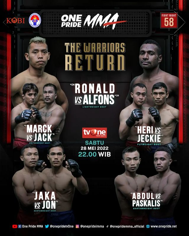 Jadwal One Pride MMA 28 Mei 2022