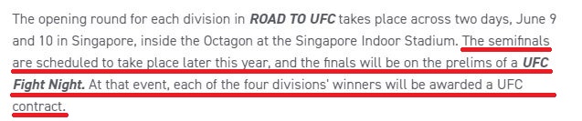statement UFC terkait kelanjutan ajang Road to UFC