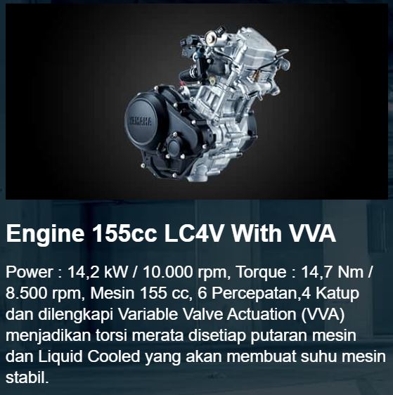 Engine 155cc LC4V With VVA Yamaha MT15