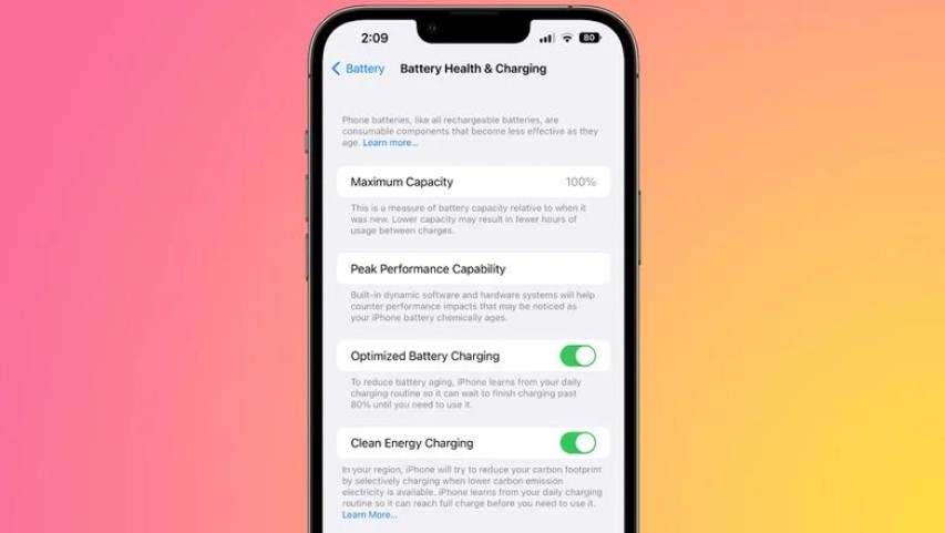 Clean Energy Charging di iOS 16.1