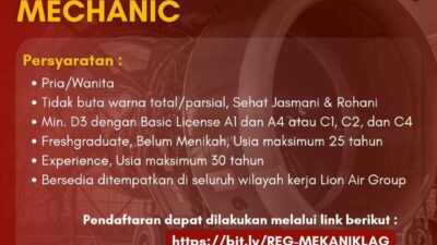 Lowongan Kerja Licensed Aircraft Mechanic di Batam Aero Technic