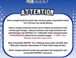 Penundaan MAFEST Vol. 3 Menjadi 17 April 2024 Penundaan MAFEST Vol. 3 Menjadi 17 April 2024