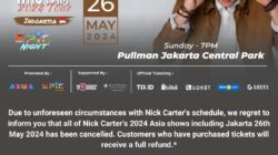 Konser Solo Nick Carter Tanggal 26 Mei di Jakarta Resmi Dibatalkan