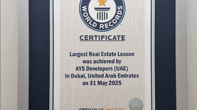 AYS Developers Pecahkan Rekor Dunia Guinness untuk Sesi Pelatihan Real Estat Terbesar di Dunia di Dubai