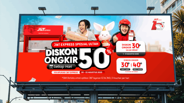 J&T Express Rayakan Ulang Tahun ke-10 dengan Traktiran Ongkir Hingga 50%