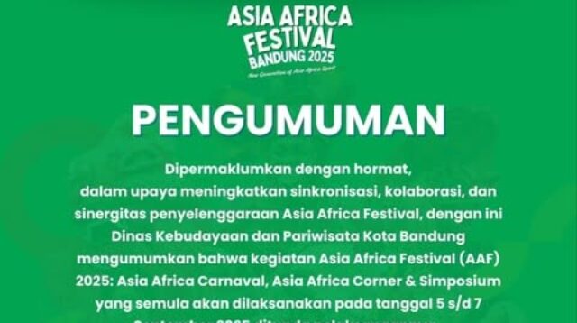 Asia Africa Festival 2025 Ditunda, Jadwal Baru Menyusul
