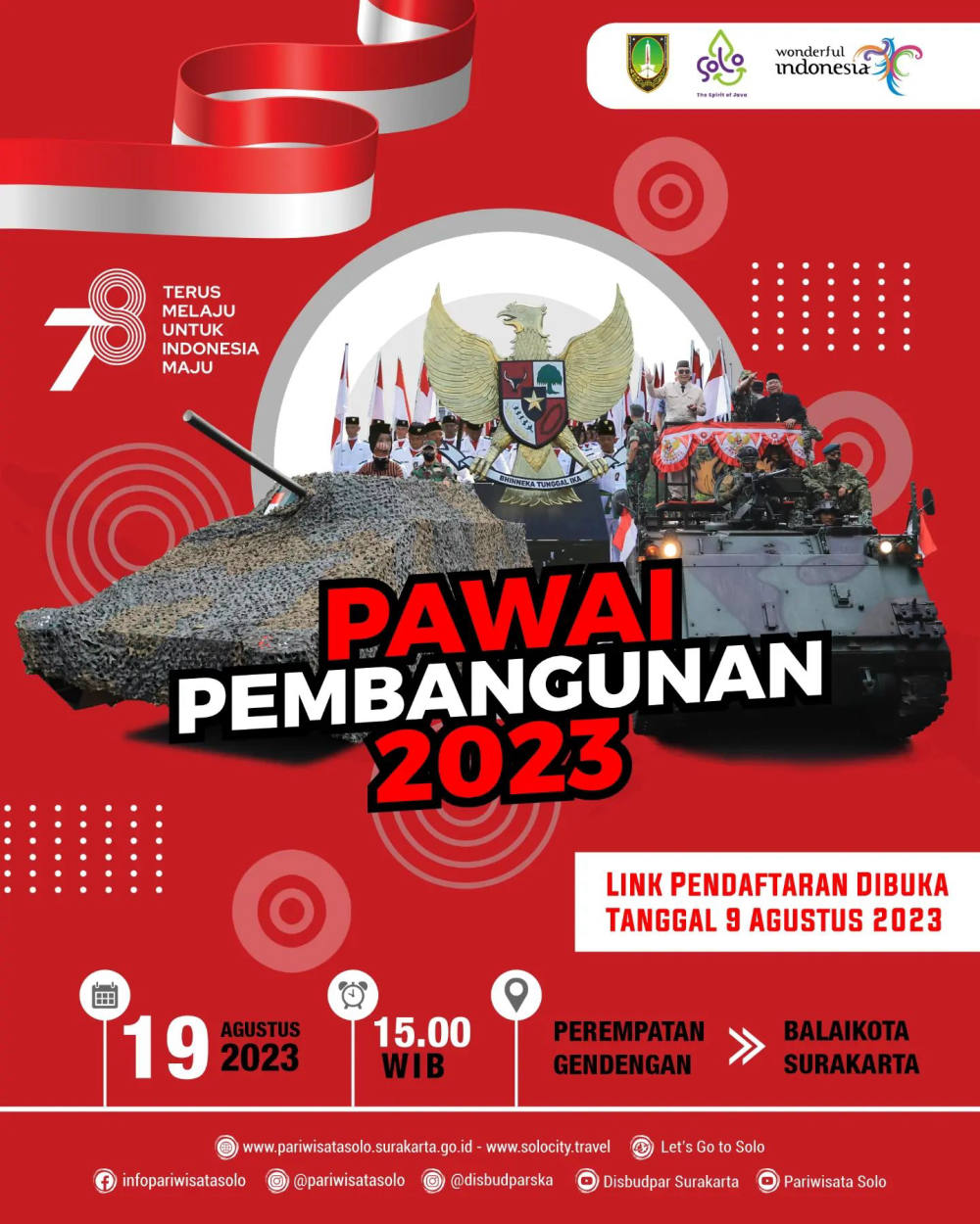 Pawai Pembangunan 2023 Meriahkan Peringatan Hari Kemerdekaan RI Ke-78 di Kota Solo