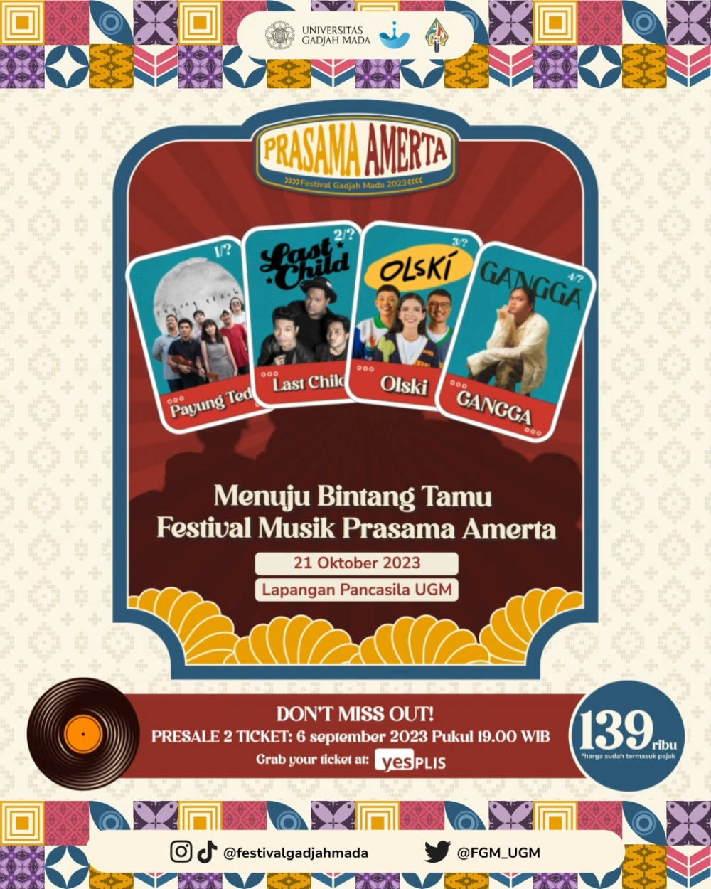 Festival Gadjah Mada 2023: Prasama Amerta, Perpaduan Harmoni Tradisional dan Modern