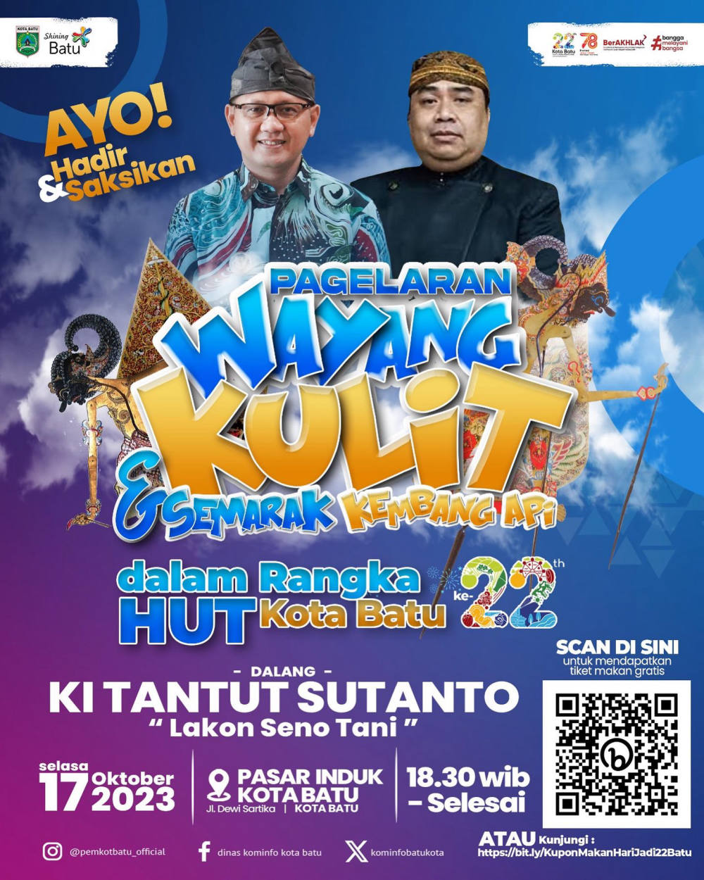 Pagelaran Wayang Kulit & Semarak Kembang Api Meriahkan Ulang Tahun Kota Batu ke-22