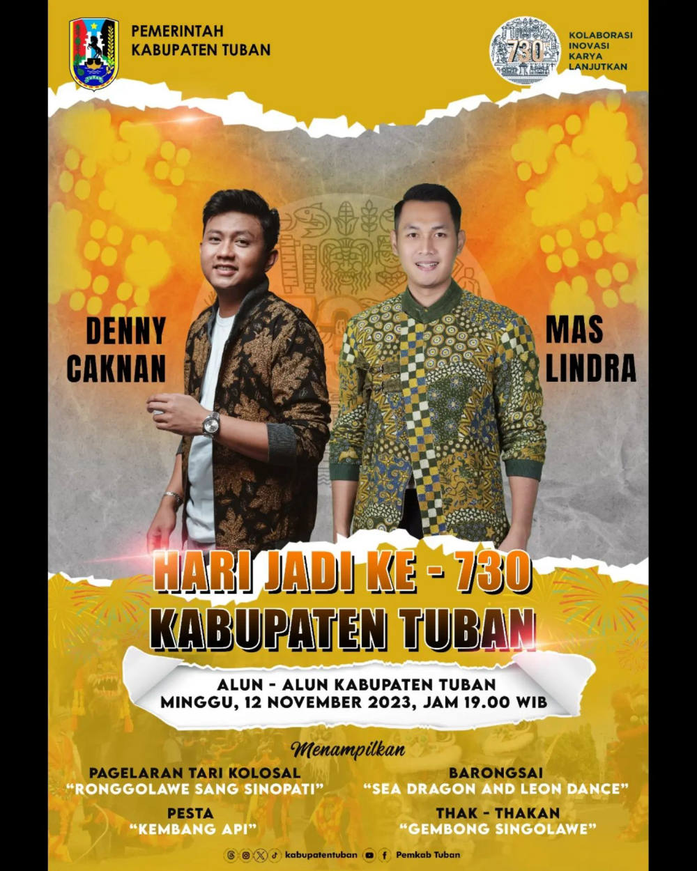 Denny Caknan Meriahkan HUT ke-730 Kabupaten Tuban tahun 2023