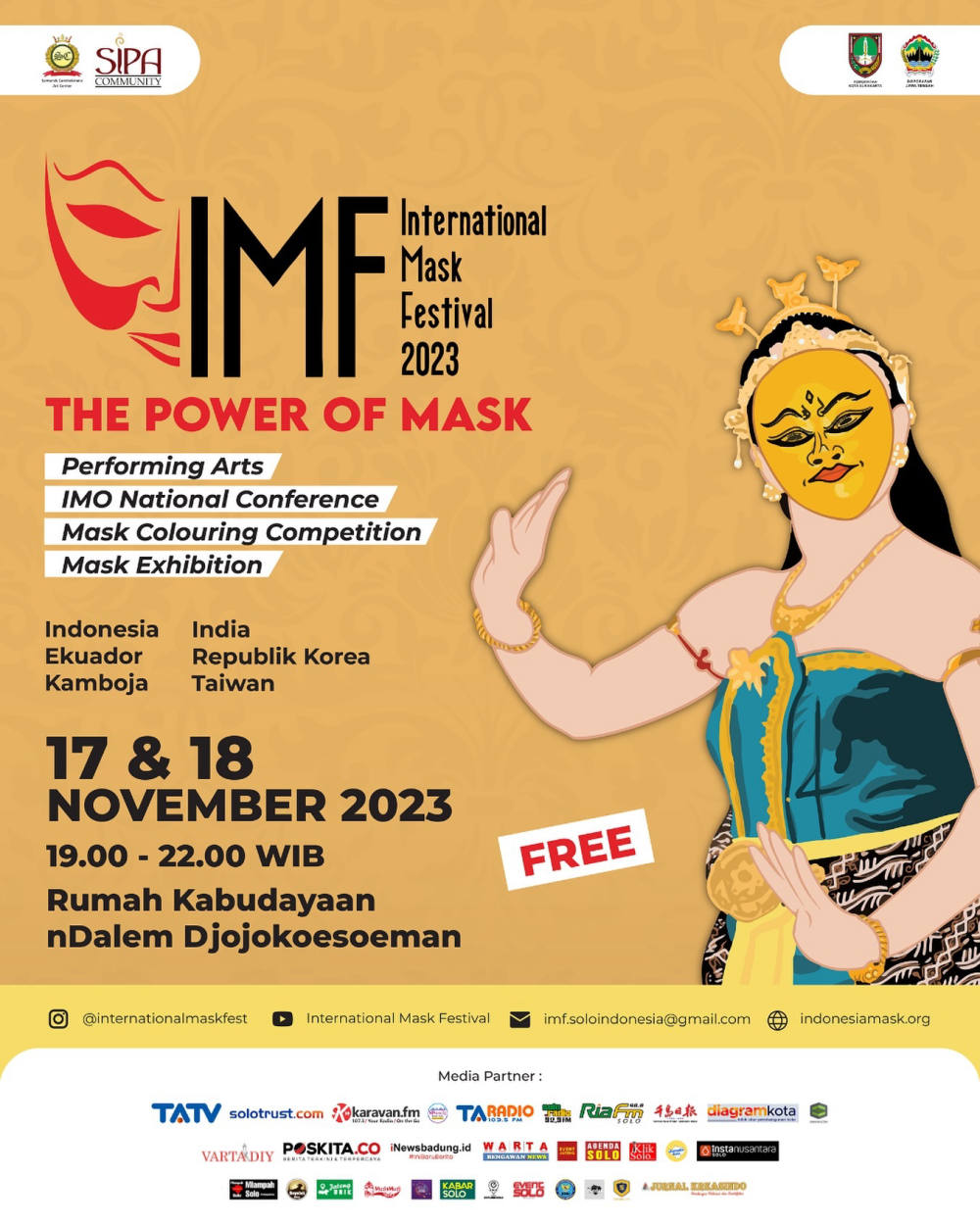 Rundown IMF 2023: Festival Topeng Internasional di nDalem Djojokoesoeman, Surakarta