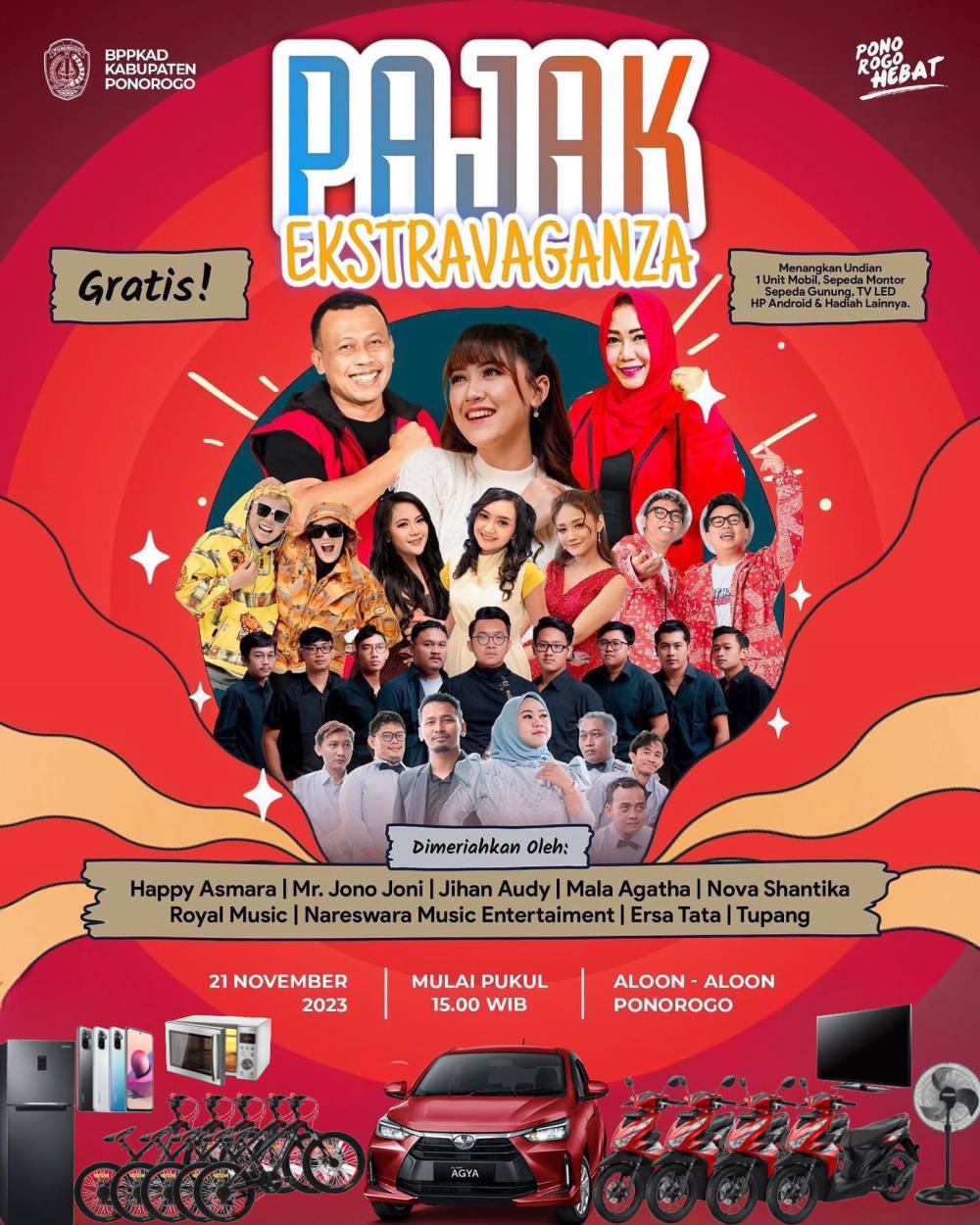 Pajak Ekstravaganza: Meriah dengan Happy Asmara, Mr. Jono Joni, dan Musisi Lainnya