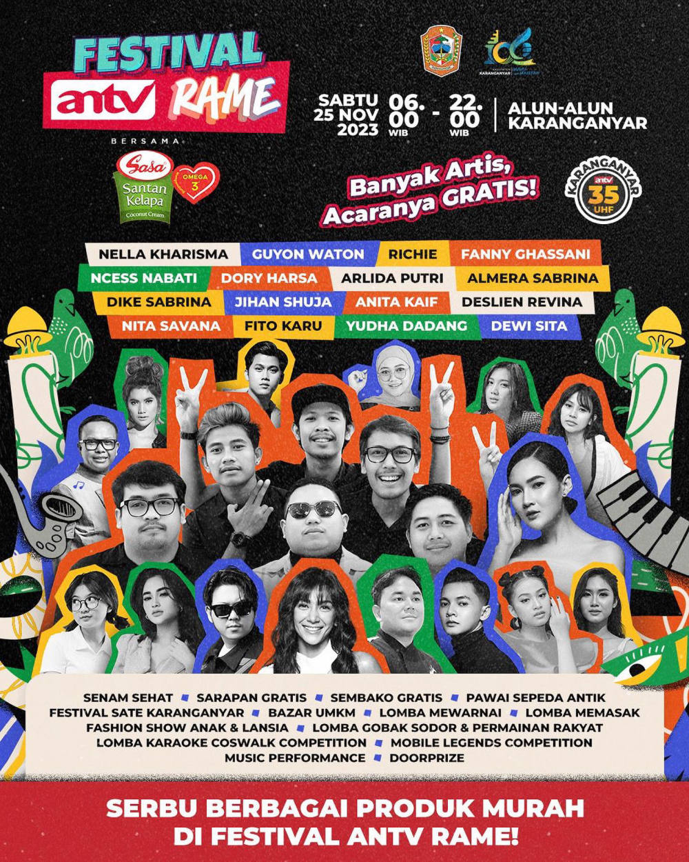 Festival ANTV Rame Bersama Sasa Santan Omega 3 Bakal Meriahkan Alun-alun Karanganyar