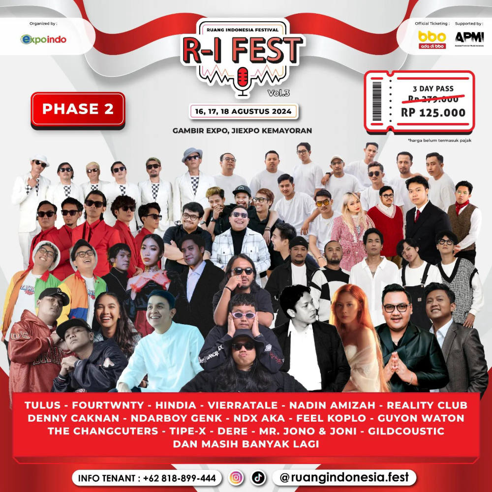 Update Line Up Fase Kedua RI Fest 2024: Deretan Musisi Top Siap Meriahkan Festival Kemerdekaan!