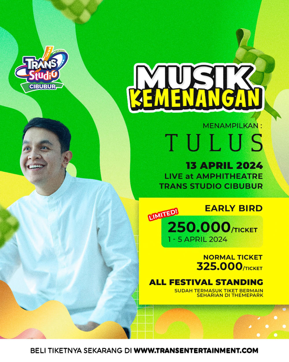 Serunya Lebaran dengan Tulus: Konser Musik Kemenangan di Trans Studio Cibubur