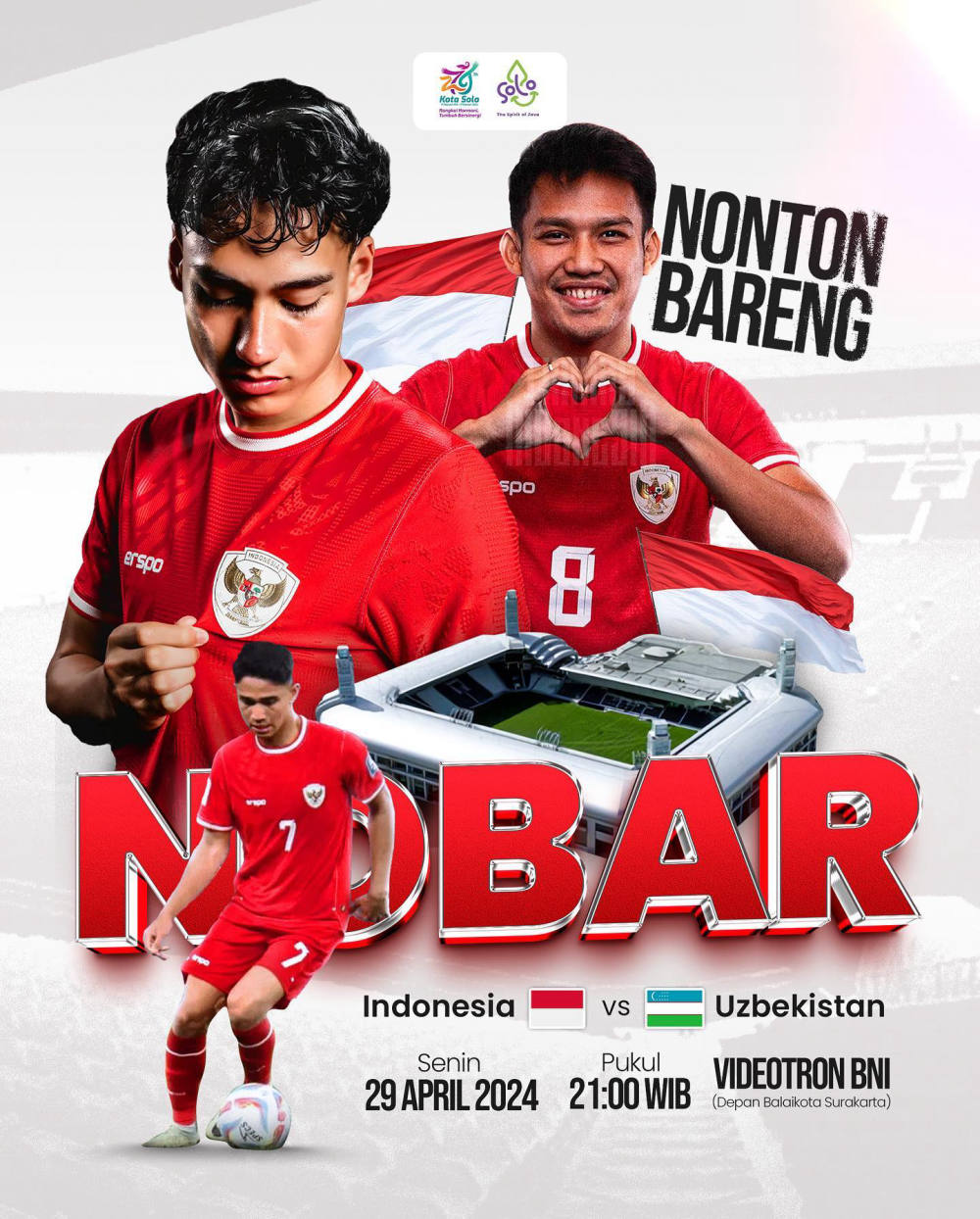 Solo Siap Gelar Nonton Bareng Semifinal Piala Asia U23: Dukung Indonesia Hadapi Uzbekistan