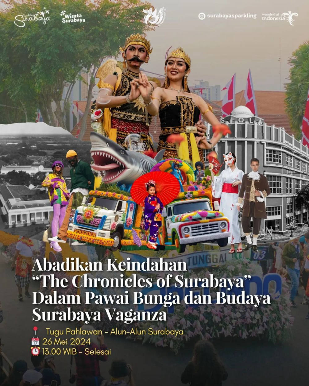 Abadikan Keindahan “The Chronicles of Surabaya” dalam Pawai Bunga dan Budaya Surabaya Vaganza