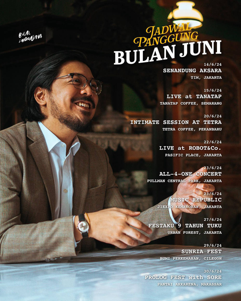 Jadwal Manggung Bilal Indrajaya Bulan Juni 2024
