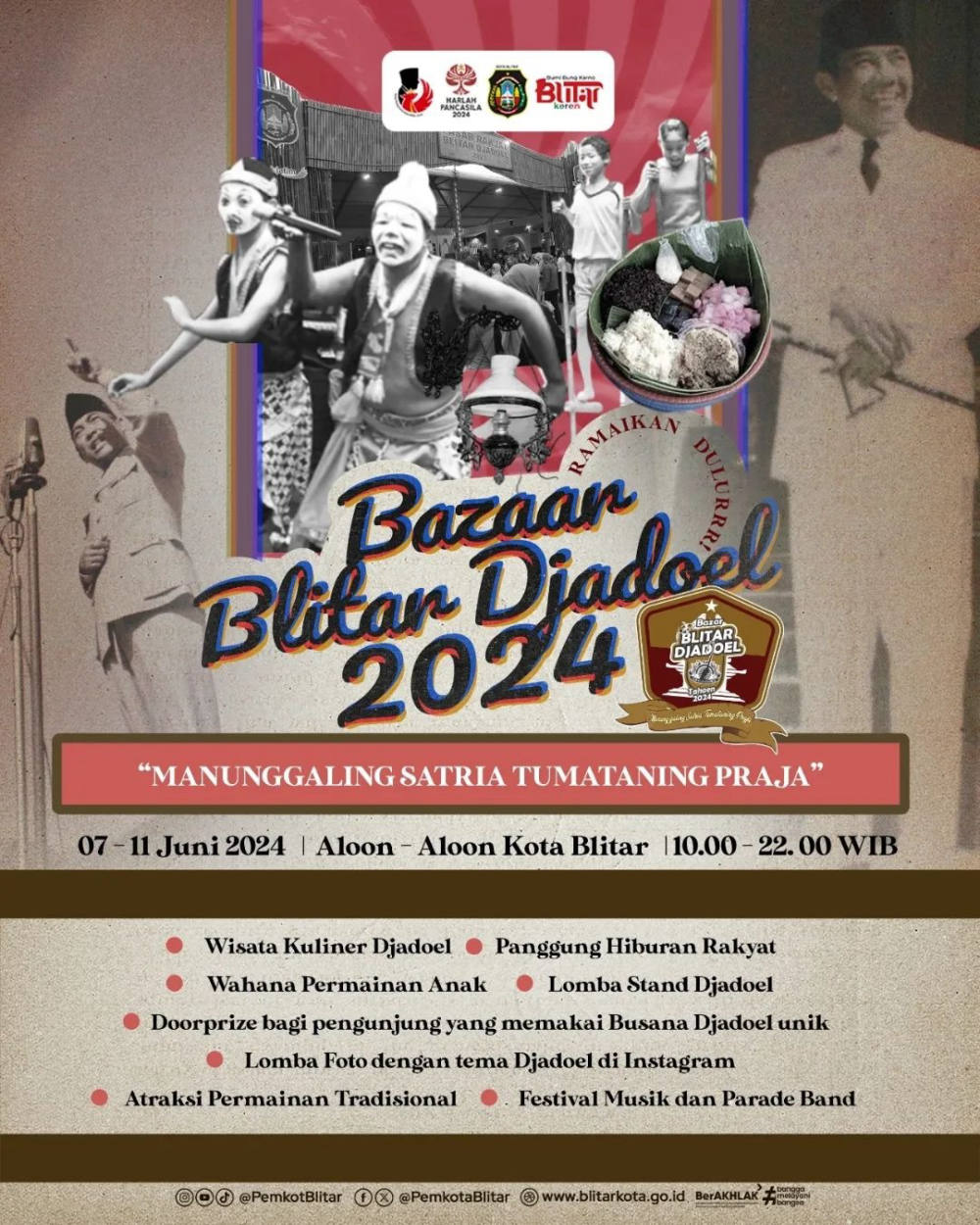 Bazaar Blitar Djadoel 2024: Kembali ke Tempo Dulu di Alun-Alun Kota Blitar