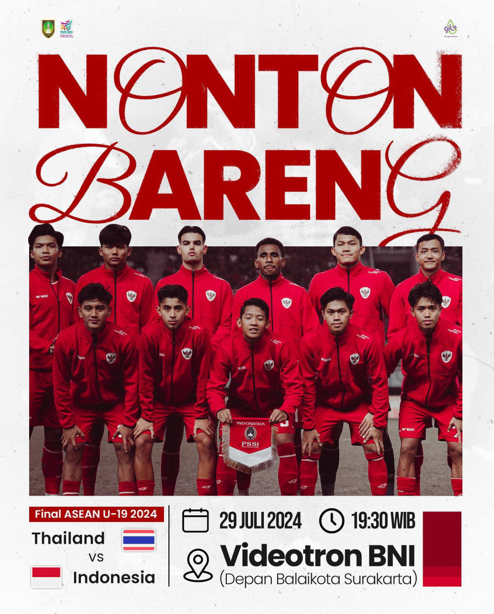 Pemkot Solo Kembali Gelar Nobar: Final ASEAN U-19 2024: Indonesia vs Thailand