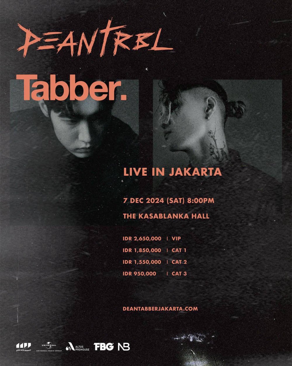DEAN dan Tabber Siap Mengguncang Jakarta: Konser Perdana di Indonesia pada 7 Desember 2024