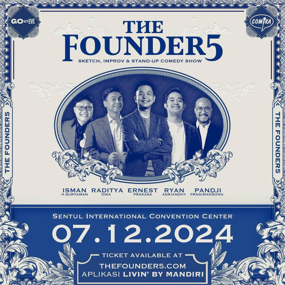 THE FOUNDER5: COMICA TRIFECTA – Menghadirkan Para Pendiri Stand-Up Comedy Indonesia di Satu Panggung