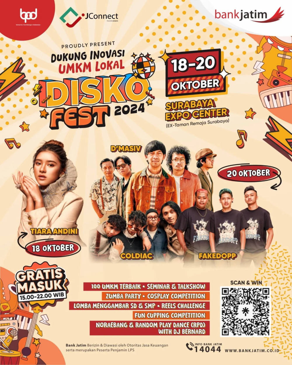 Konser Gratis Tiara Andini hingga D’Masiv Meriahkan DISKOFEST 2024 di Surabaya