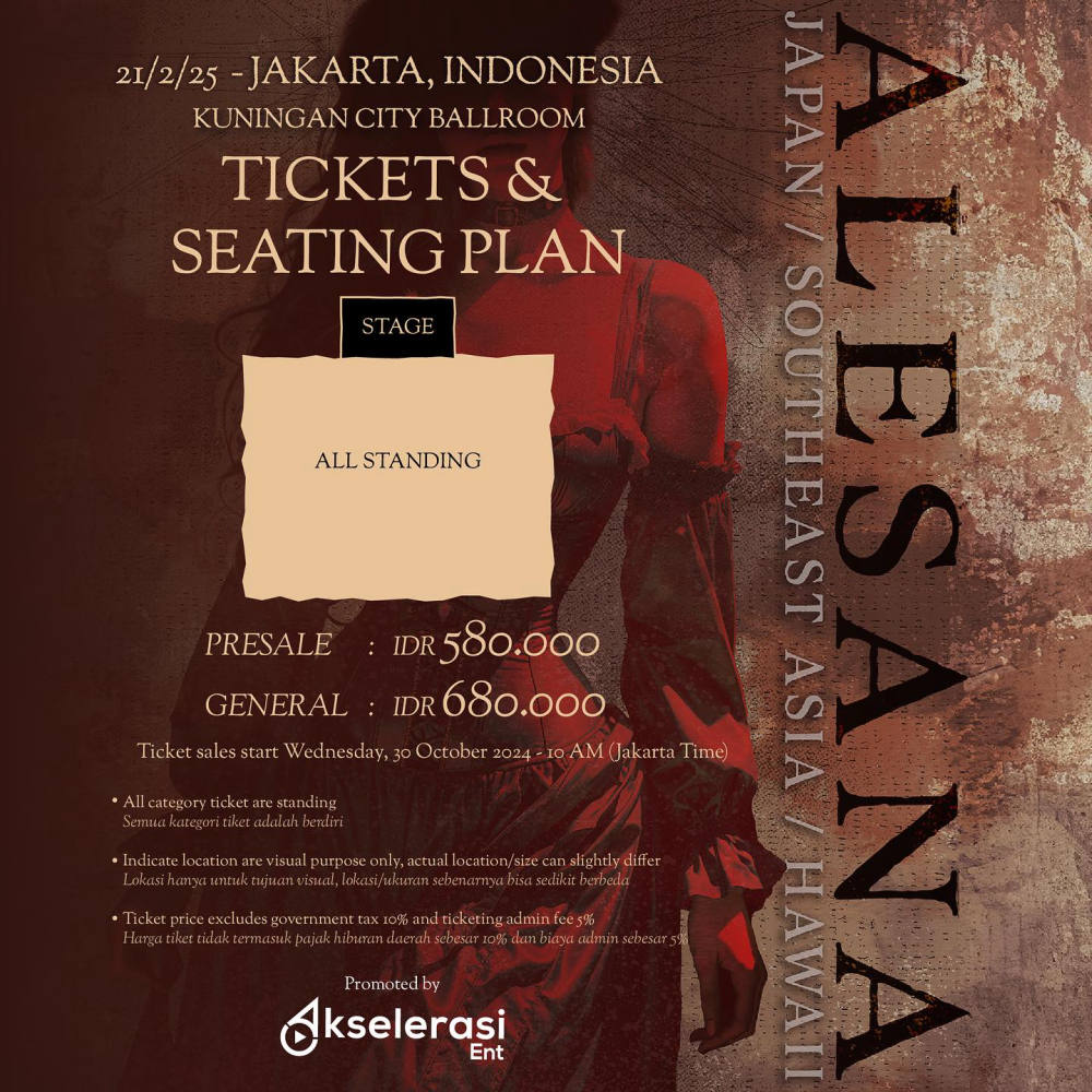 Harga Tiket Diumumkan! ALESANA Siap Guncang Jakarta pada Februari 2025