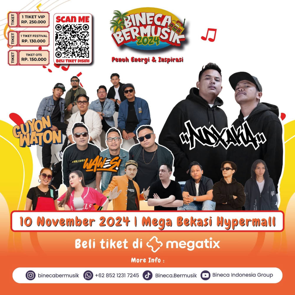 BINECA BERMUSIK 2024: NDX AKA, OM WAWES & GUYON WATON, Pesta Energi dan Inspirasi di Mega Bekasi Hypermall