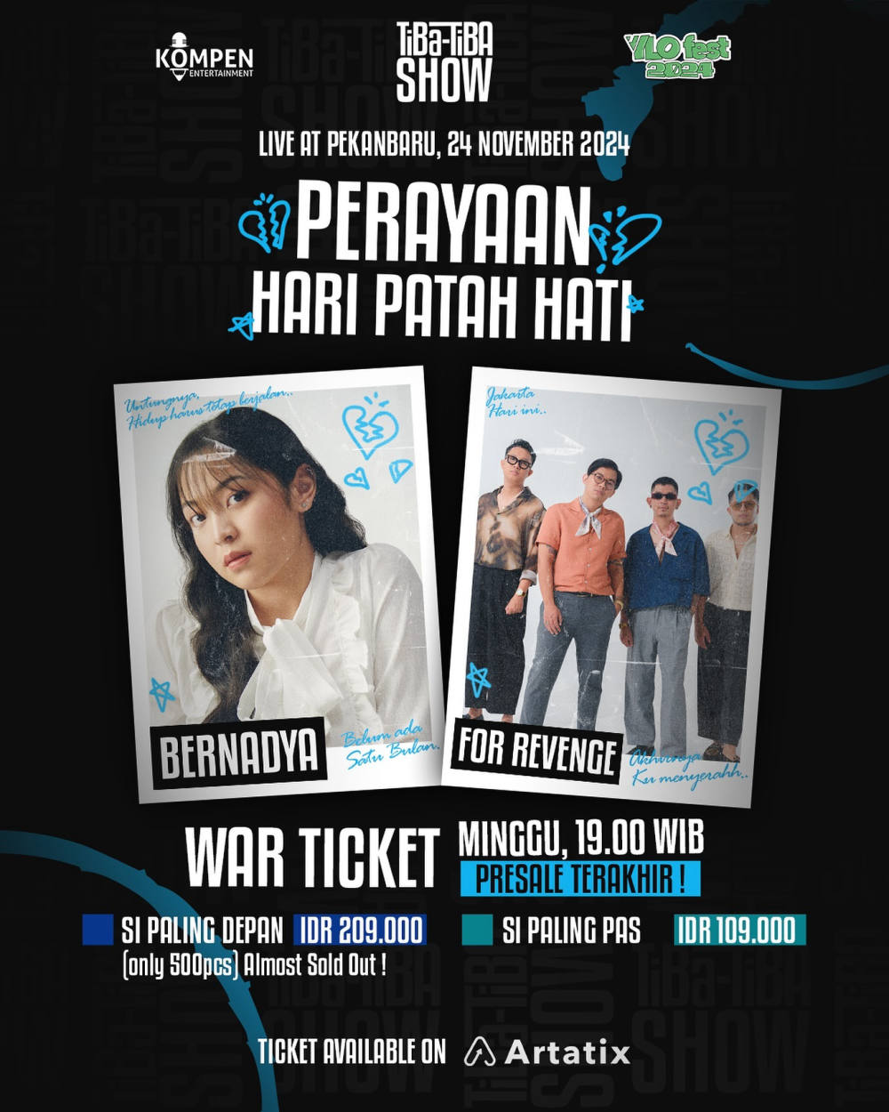 Tiba Tiba Show Siap Digelar di Pekanbaru, Hadirkan Bernadya dan For Revenge
