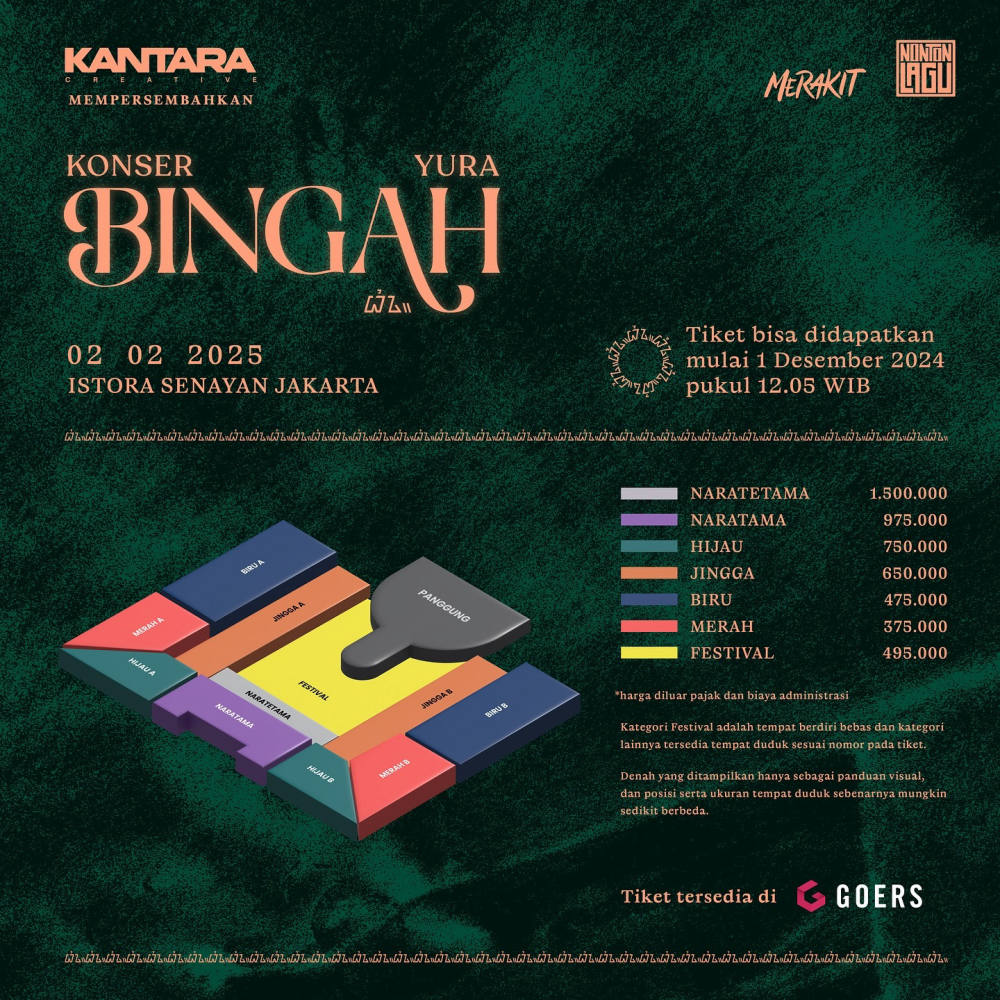 Rincian Harga Tiket dan Denah Konser Bingah Yura di Istora Senayan 2025