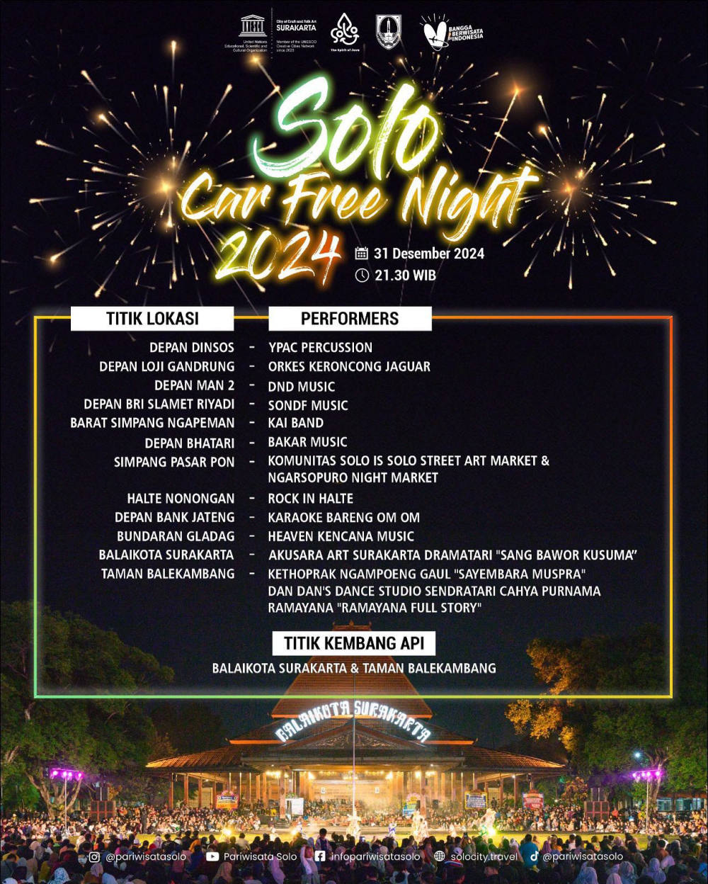 Solo Sambut Tahun Baru dengan Car Free Night di Sepanjang Jalan Slamet Riyadi
