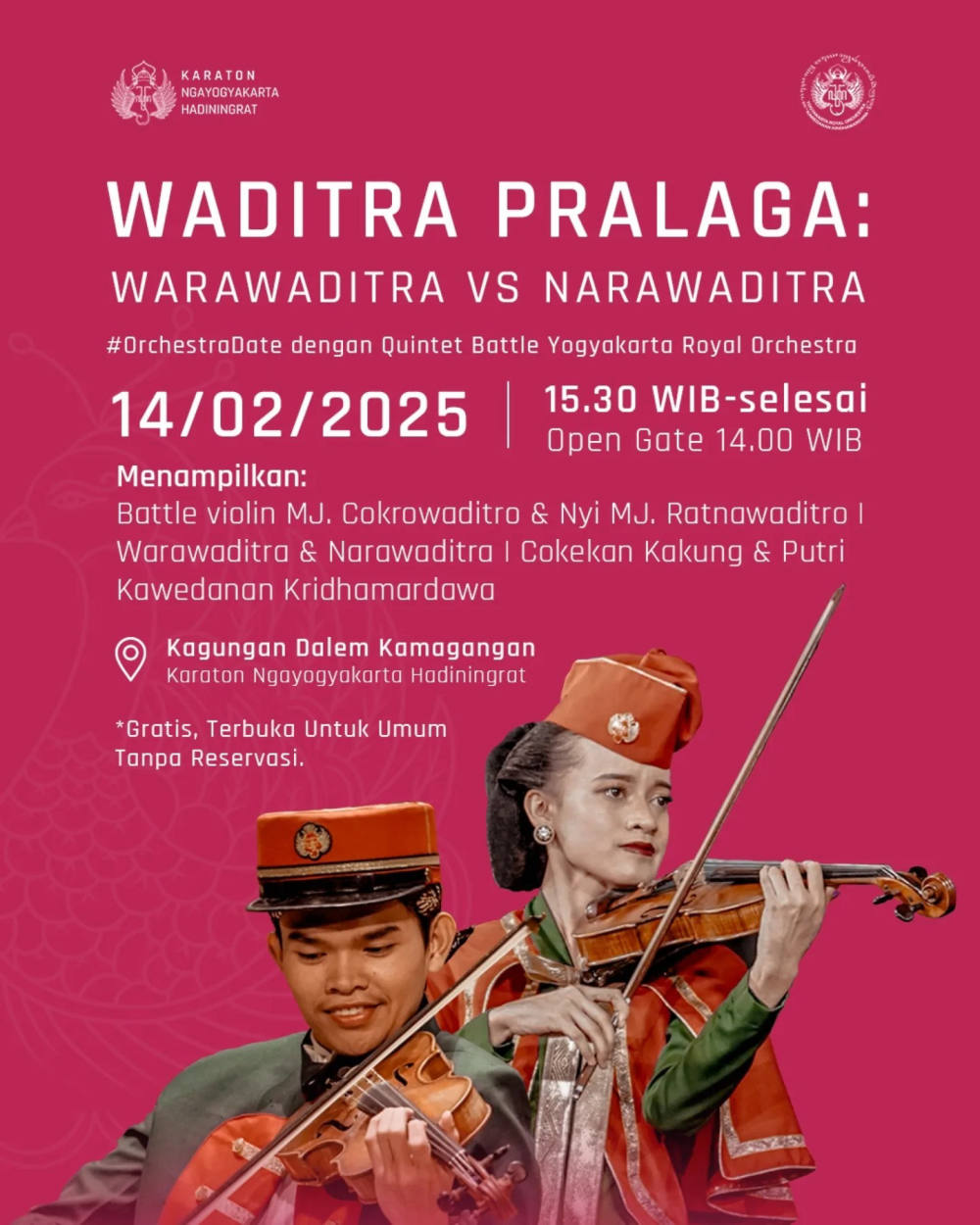 Quintet Battle Spektakuler! Kraton Ngayogyakarta Hadiningrat Hadirkan “Waditra Pralaga”