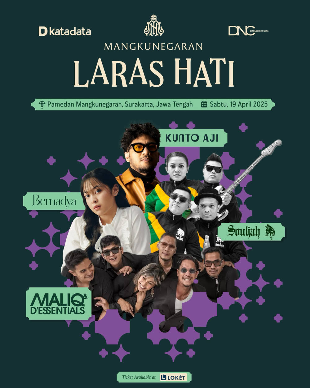 Laras Hati Mangkunegaran 2025 Hadirkan Kunto Aji, Bernadya, Maliq & D’Essentials, dan Souljah