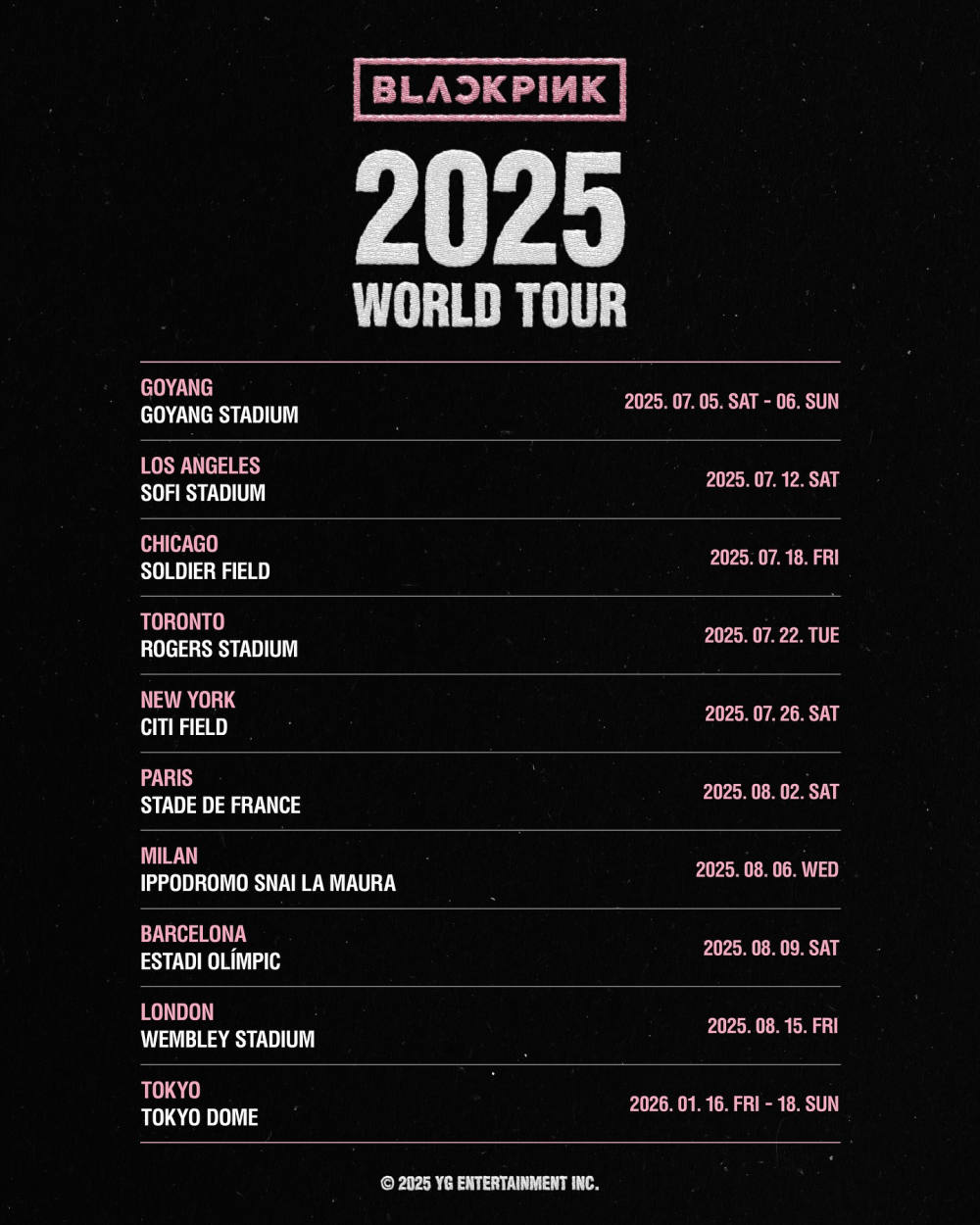 BLACKPINK Umumkan Jadwal 2025 World Tour: 10 Kota di 3 Benua