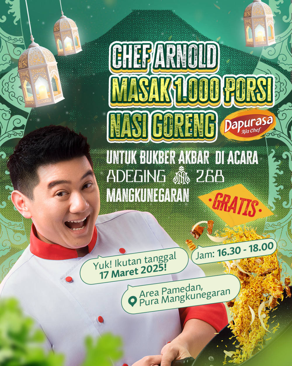Chef Arnold Masak 1.000 Porsi Nasi Goreng di Mangkunegaran