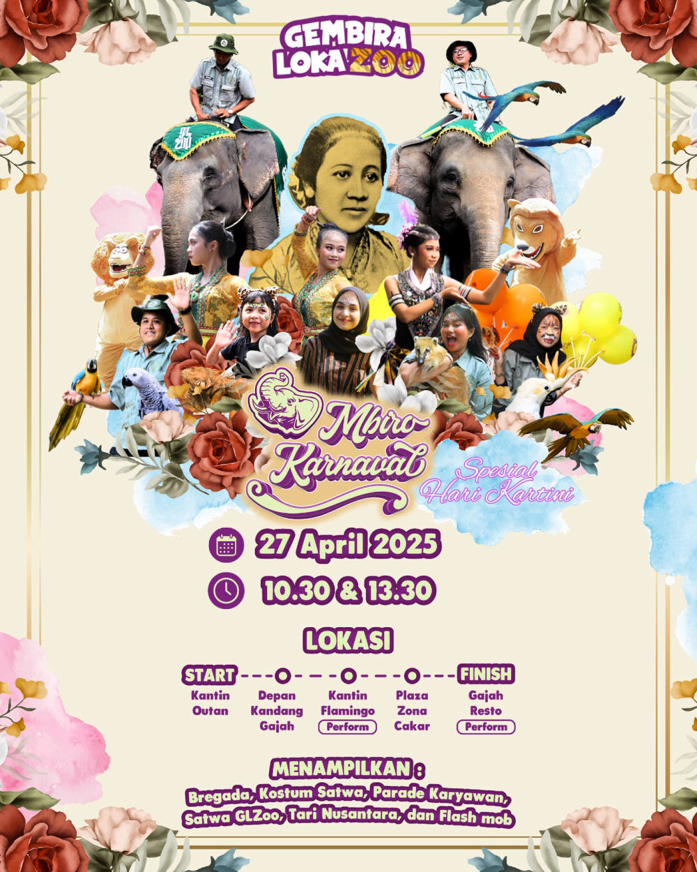 Gembiraloka Zoo Gelar Mbiro Karnaval Spesial Hari Kartini 2025