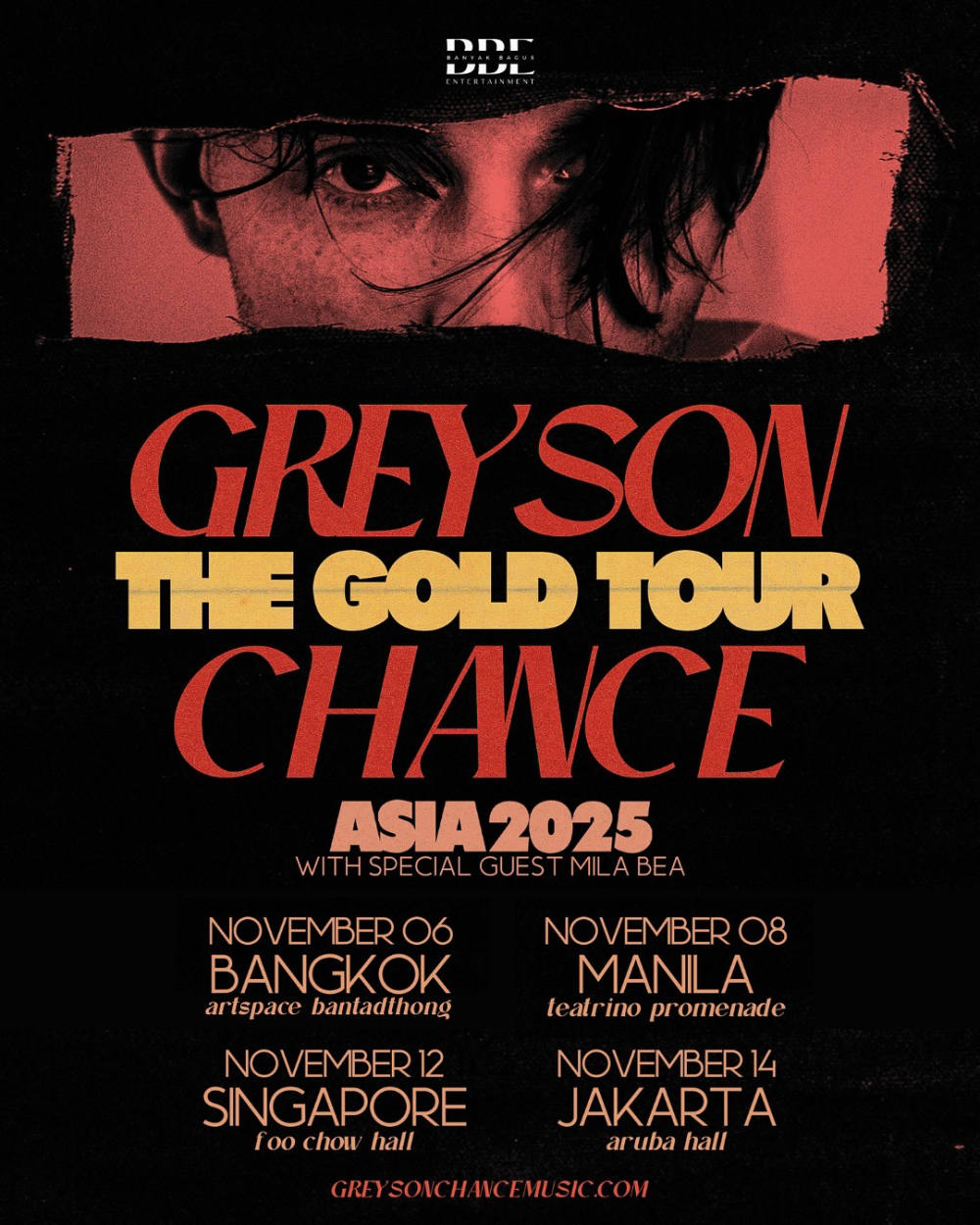 The Gold Tour 2025: Jadwal Greyson Chance di Asia