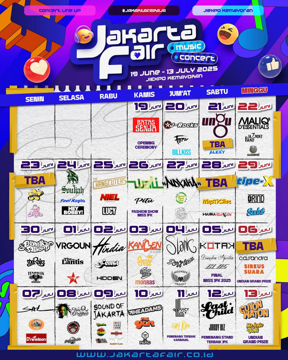 Jadwal Konser Musik PRJ 2025: Hadirkan Deretan Musisi Tanah Air Setiap Hari Selama 25 Hari