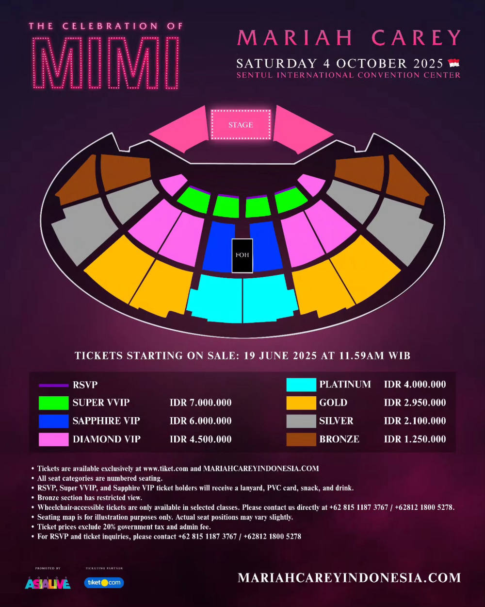 Seatplan dan Harga Tiket Konser Mariah Carey di Jakarta Resmi Dirilis