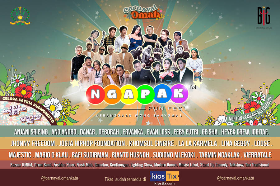 Carnaval Omah Kata “NGAPAK FUN FEST 2023” Akan Meriahkan Purwokerto pada November