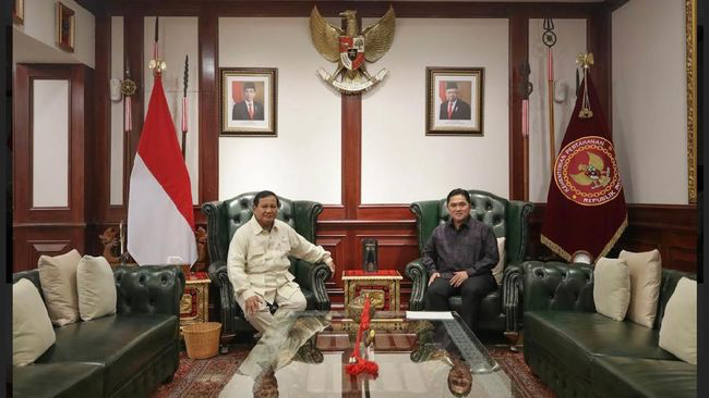Erick Thohir Lakukan Pertemuan dengan Prabowo Subianto di Kantor Kemhan, Ada Apa?
