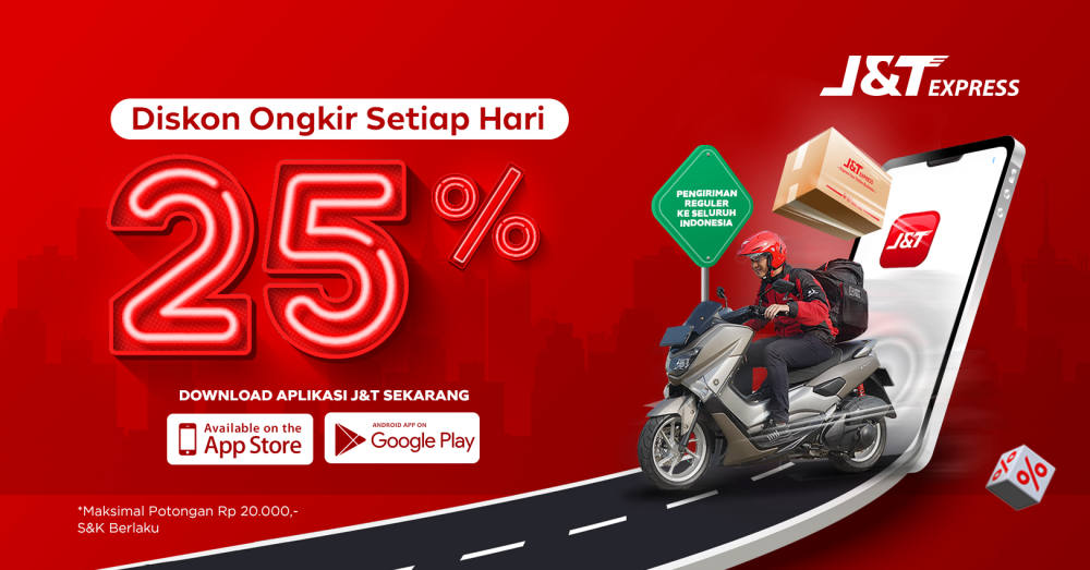 Nikmati Diskon Ongkir 25% Setiap Hari Melalui Aplikasi J&T Express