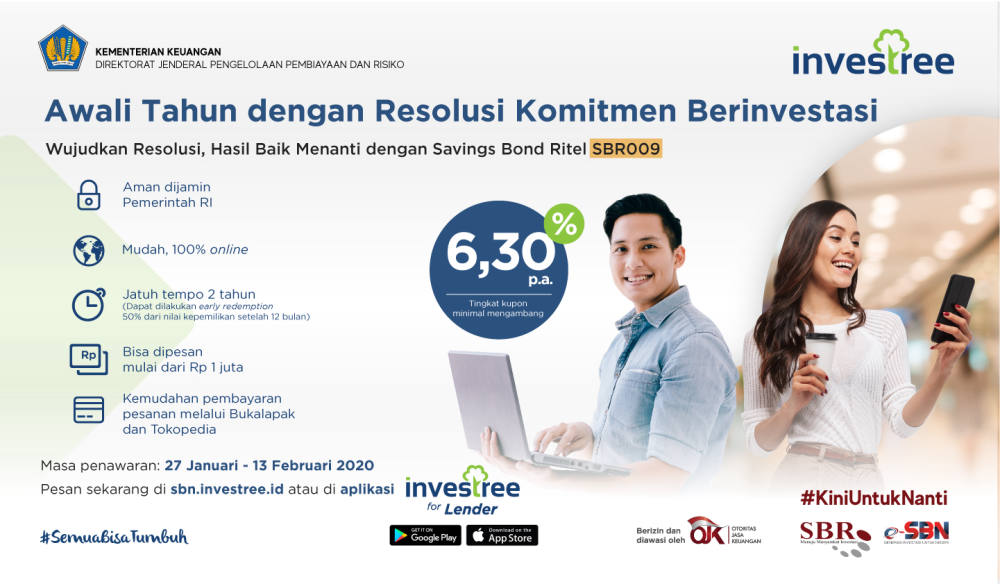Awali Tahun 2020, Investree Lanjutkan Kolaborasi dengan Kementerian Keuangan untuk Pasarkan Savings Bond Ritel SBR009