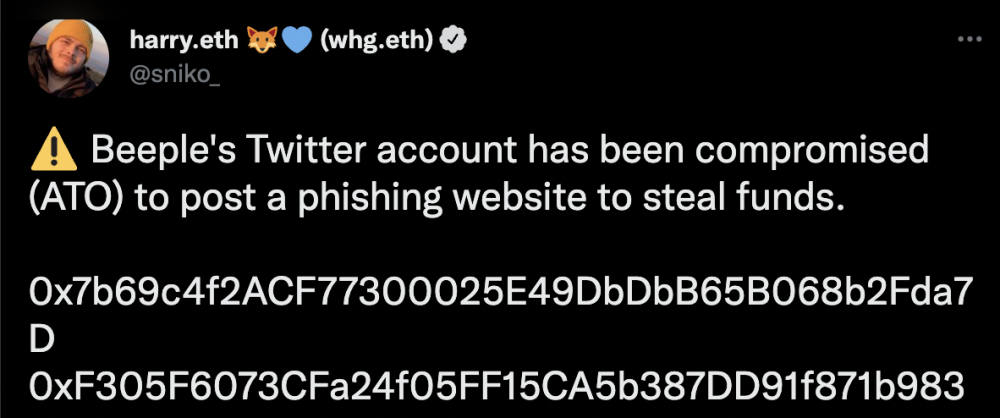 Phising Dalam Crypto dan NFT: Akun Twitter Beeple Diretas