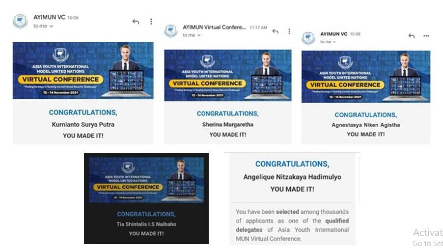 Lima Mahasiswa UKDW Berhasil Menjadi Delegasi Asia Youth International Model United Nations 2021
