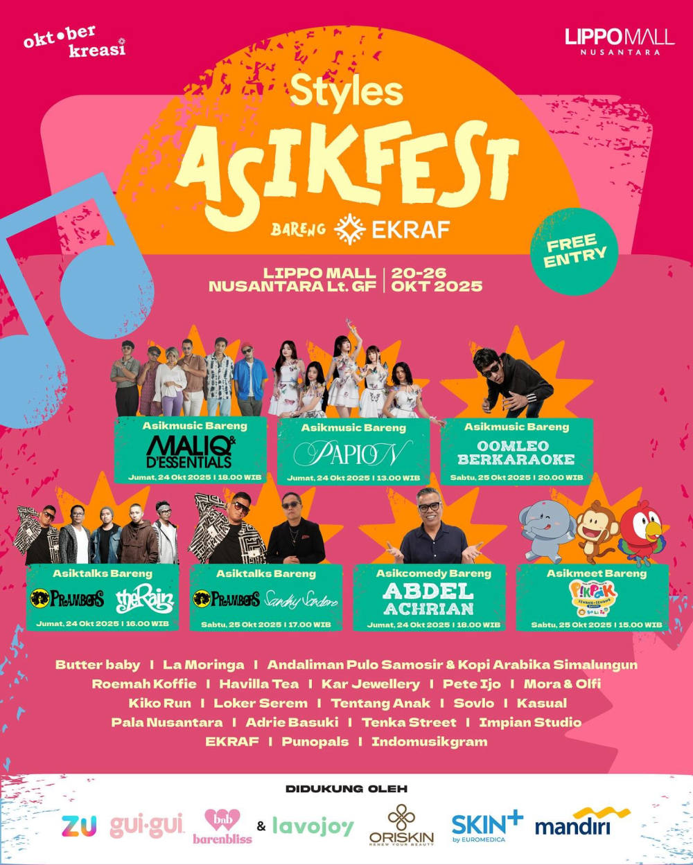 Deretan Artis Meriahkan Asikweek Lippo Mall Nusantara 2025 Selama Satu Pekan Penuh