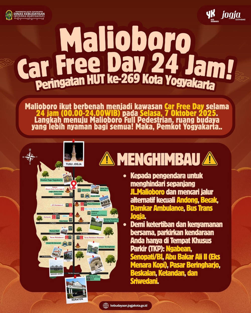 Malioboro Uji Coba Full Pedestrian 24 Jam di HUT ke-269 Kota Yogyakarta